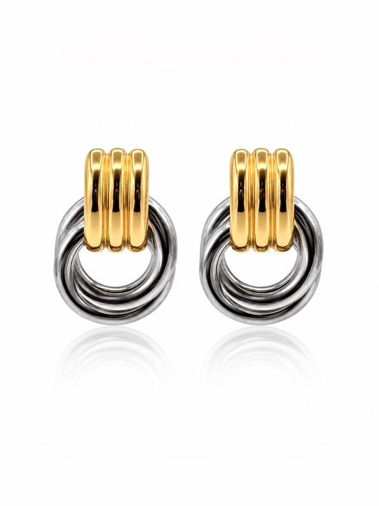Jewelry - Gold and Silver Two-Tone Drop Earrings